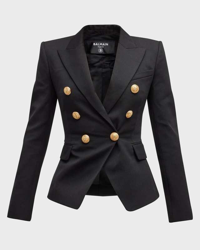Classic Wool Blazer w/ Button Detail