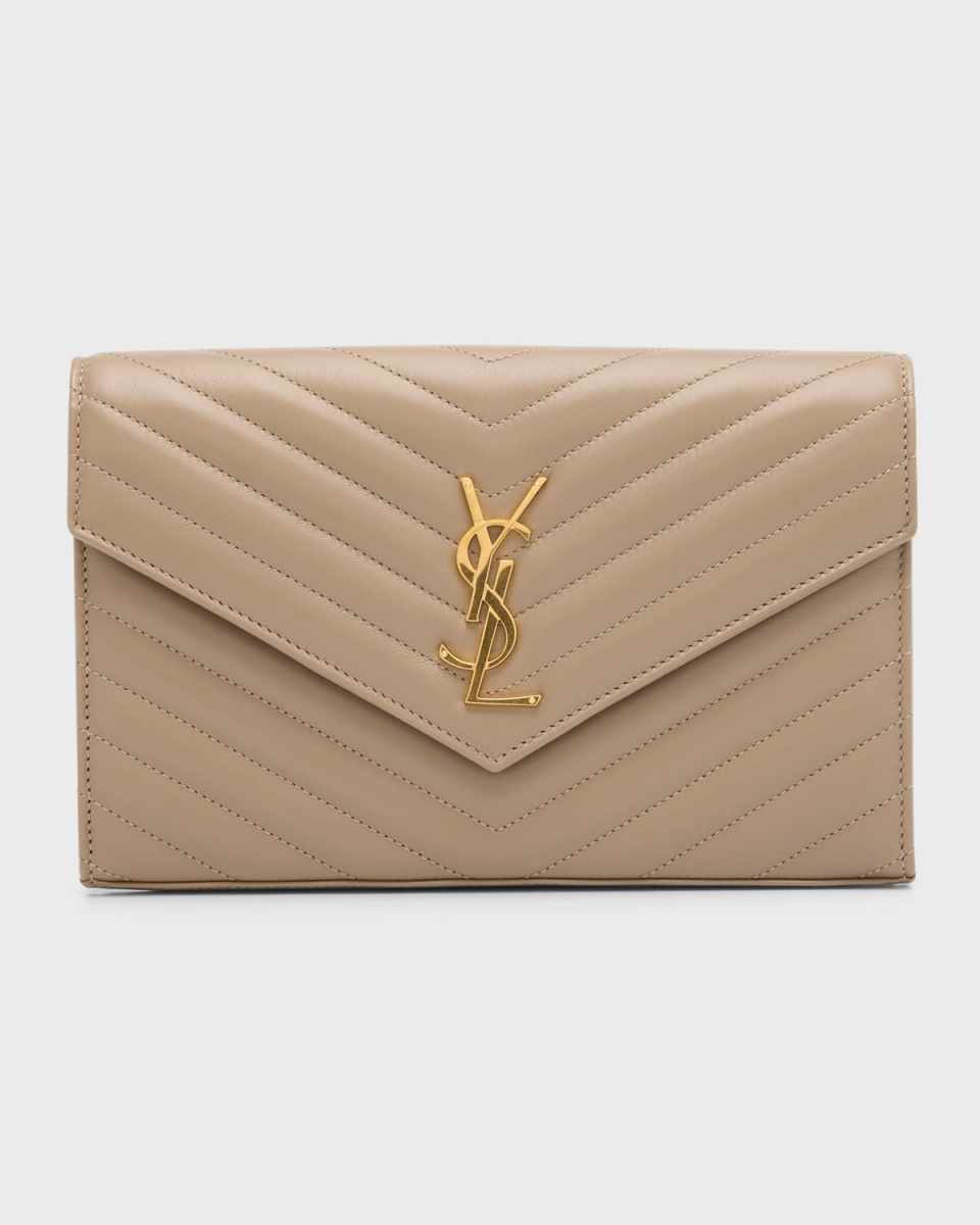 YSL Monogram Large Wallet on Chain in Smooth Leather