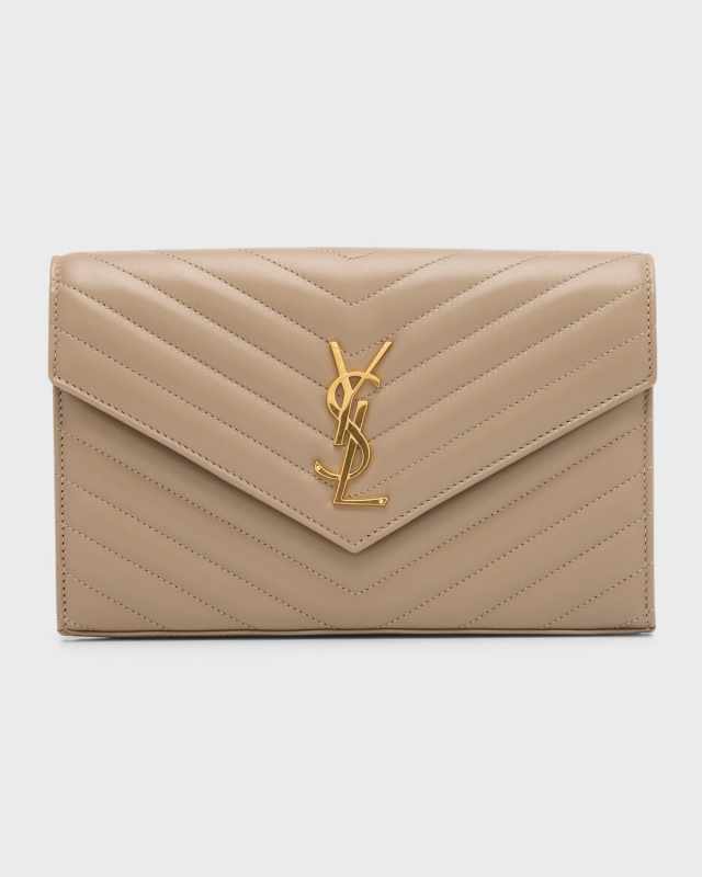 YSL Monogram Large Wallet on Chain in Smooth Leather