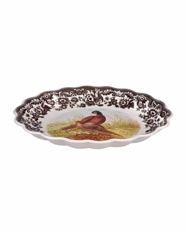 Pheasant Oval Fluted Dish
