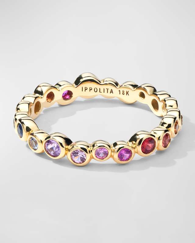 18K Starlet Ring with Rainbow Sapphires, Size