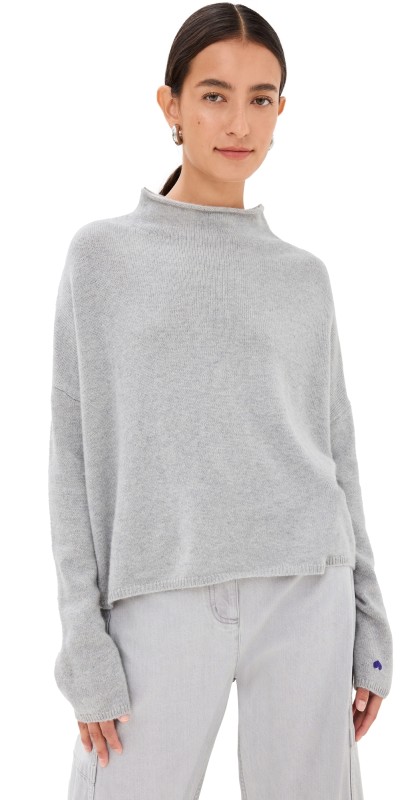 LISA YANG The Cashmere Sandy Sweater Dove Grey/Grape