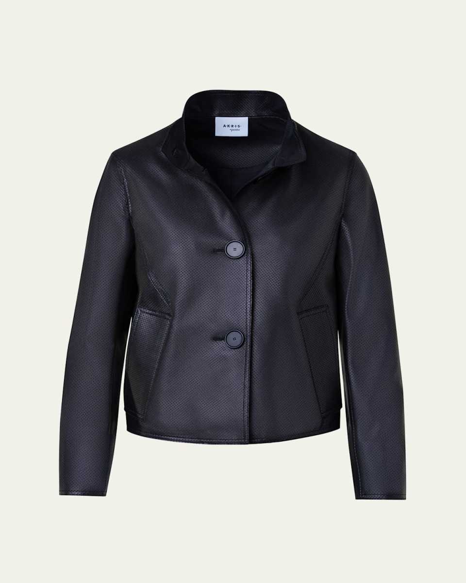 Signature Pin Dot Nappa Leather Short Jacket