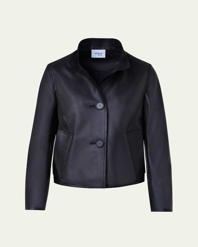 Signature Pin Dot Nappa Leather Short Jacket