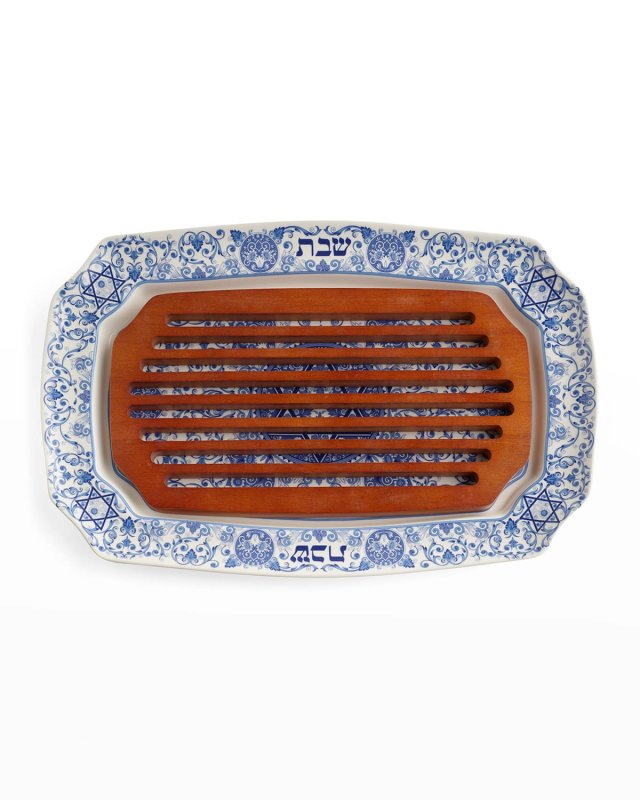 Judaica Challah Tray with Wood Insert