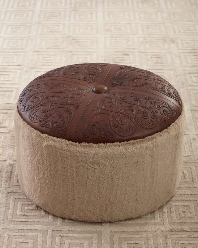 Ronnie Faux-Fur & Leather Ottoman