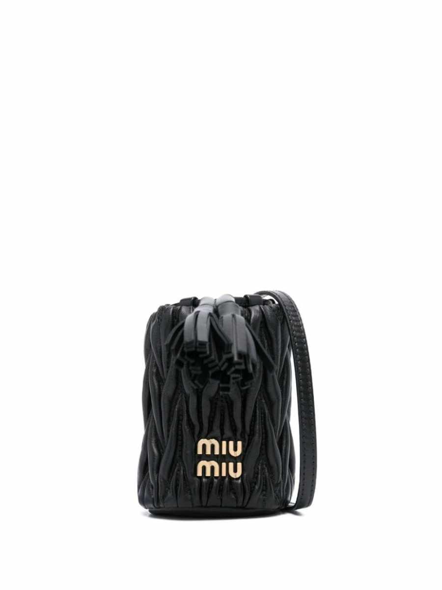 logo-lettering matelassé mini bag