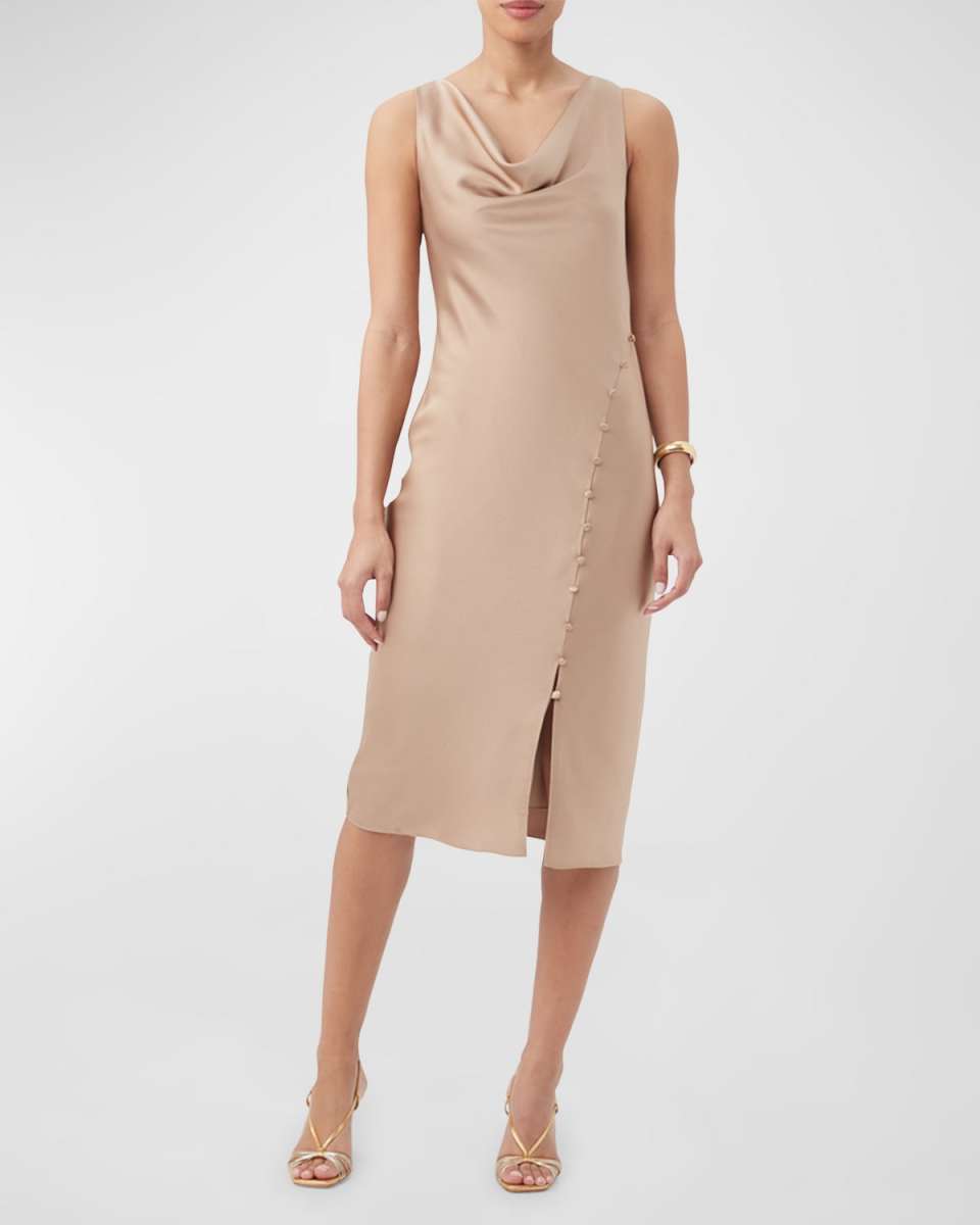 Kwame Cowl-Neck Satin Midi Dress