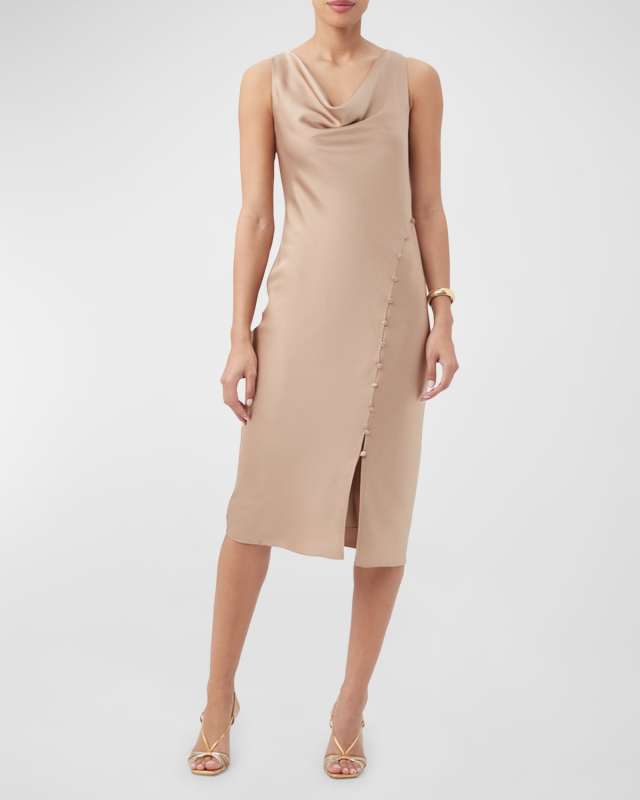 Kwame Cowl-Neck Satin Midi Dress