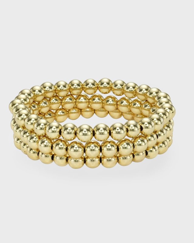 Gold-Fill Bead Bracelet Stack, Set of 3