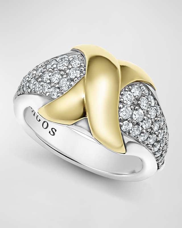 Embrace 18K Gold X and Sterling Silver Diamond Ring