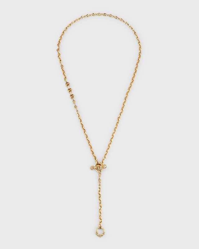 18K Yellow Gold Diamond Open-Link Chain Necklace