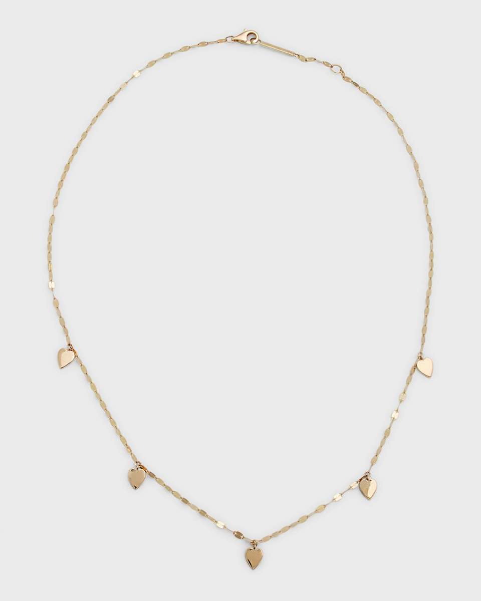 14K Hanging Mini 5-Heart Necklace