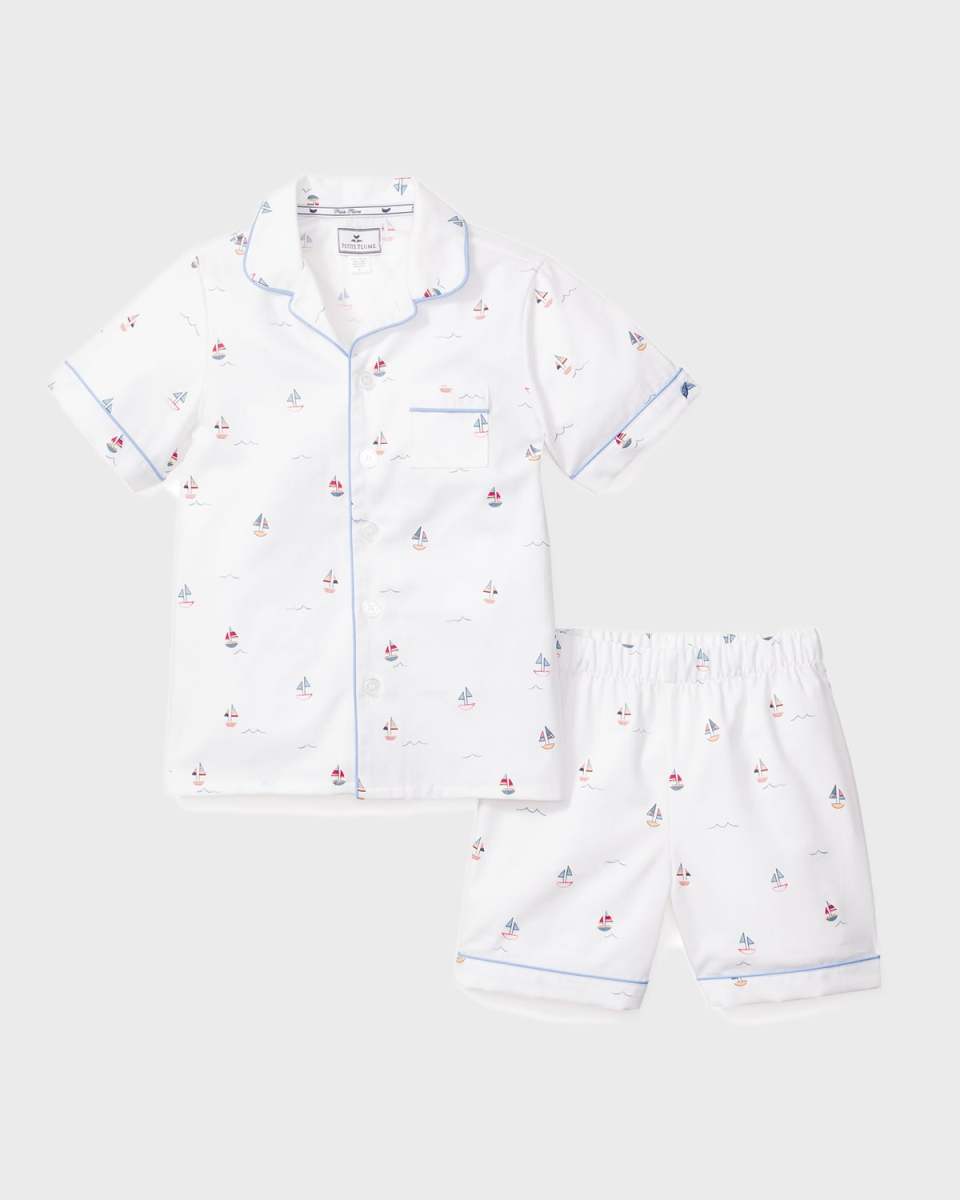 Kid's Bateau Sailboat 2-Piece Pajama Set, Size 6M-14