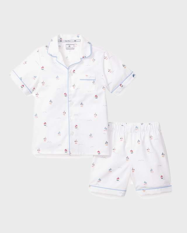 Kid's Bateau Sailboat 2-Piece Pajama Set, Size 6M-14