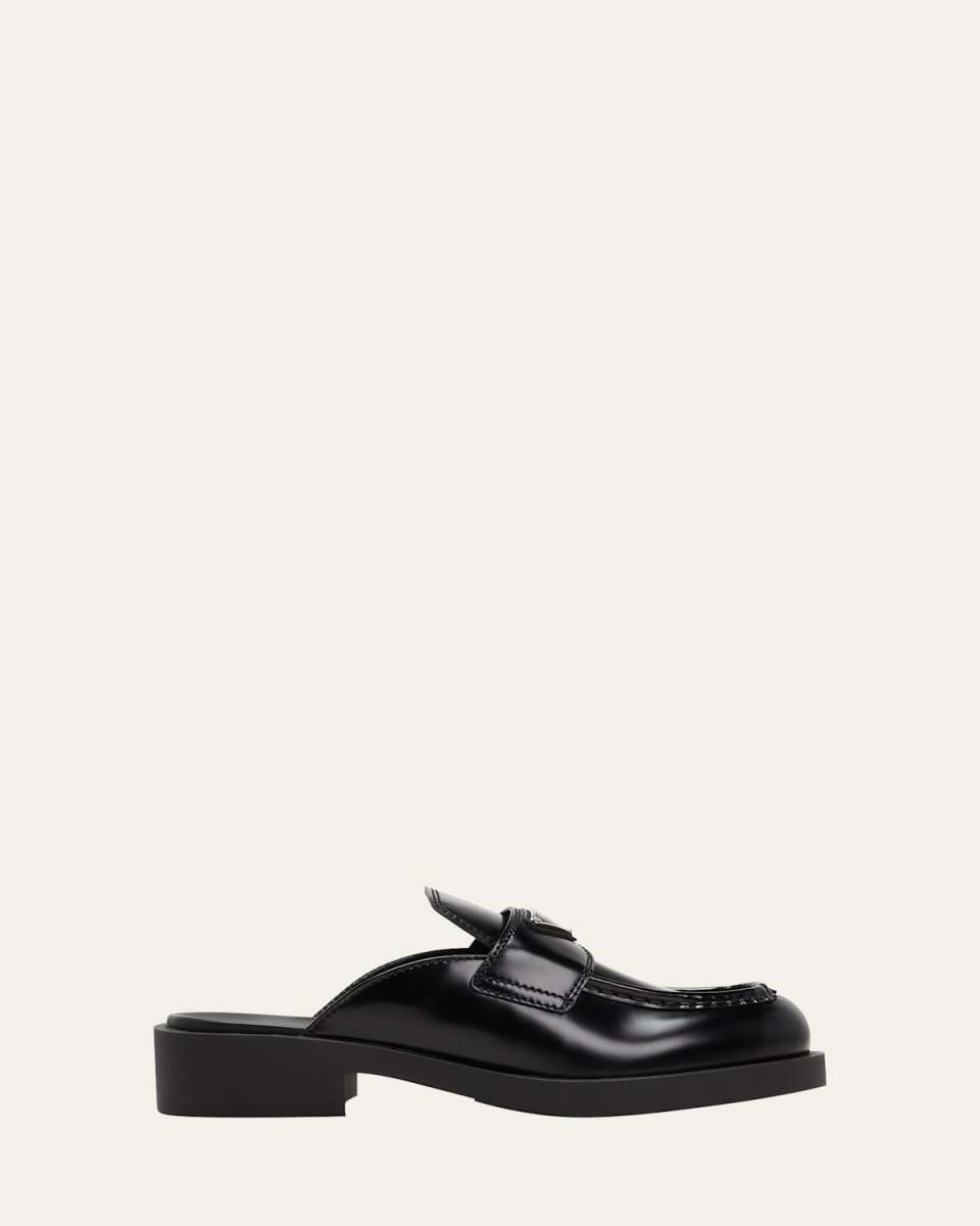 Leather Logo Loafer Mules