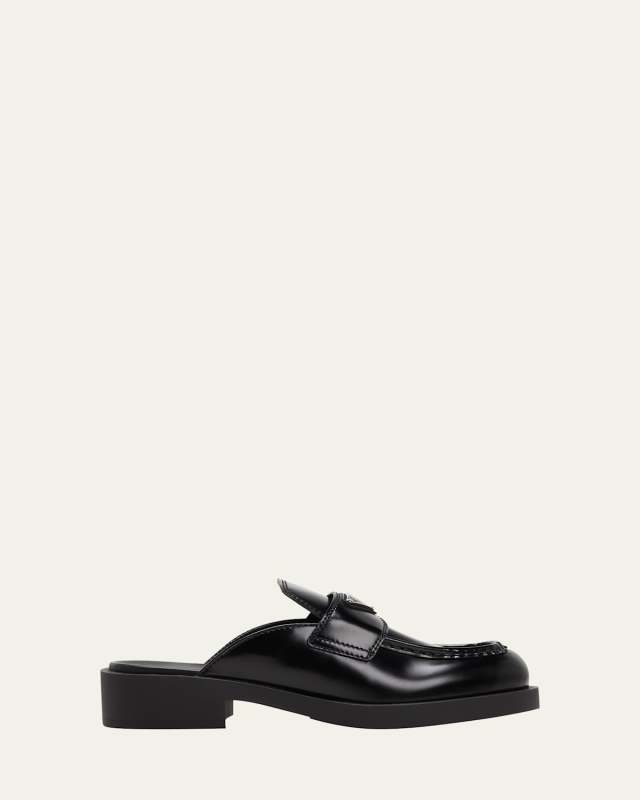 Leather Logo Loafer Mules