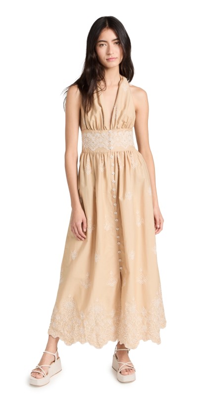 Shoshanna Marguerite Maxi Dress Khaki/Optic