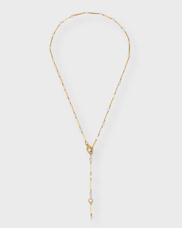 Ethereal 18K Yellow Gold Ethereal Diamond and Gold Bar Necklace, 18"L, 3.51tcw