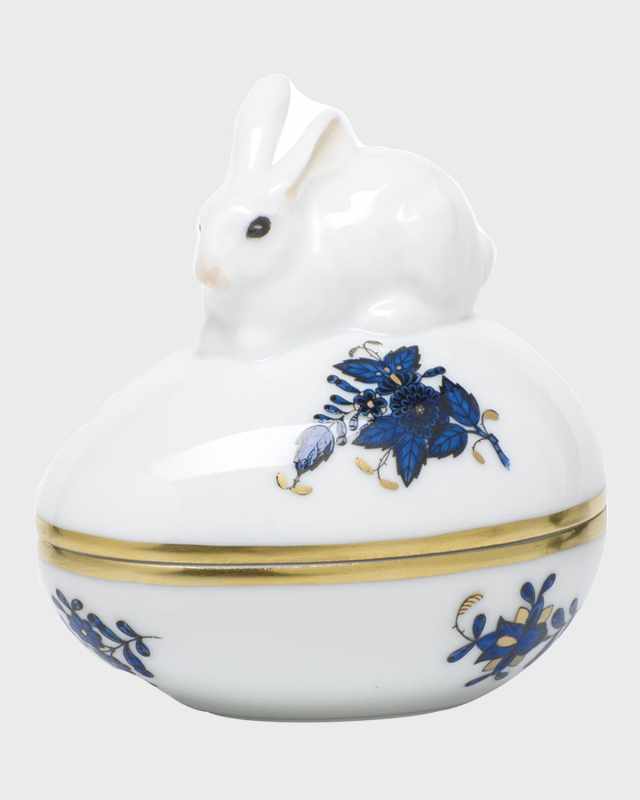 Chinese Bouquet Black Sapphire Egg Bonbon with Bunny