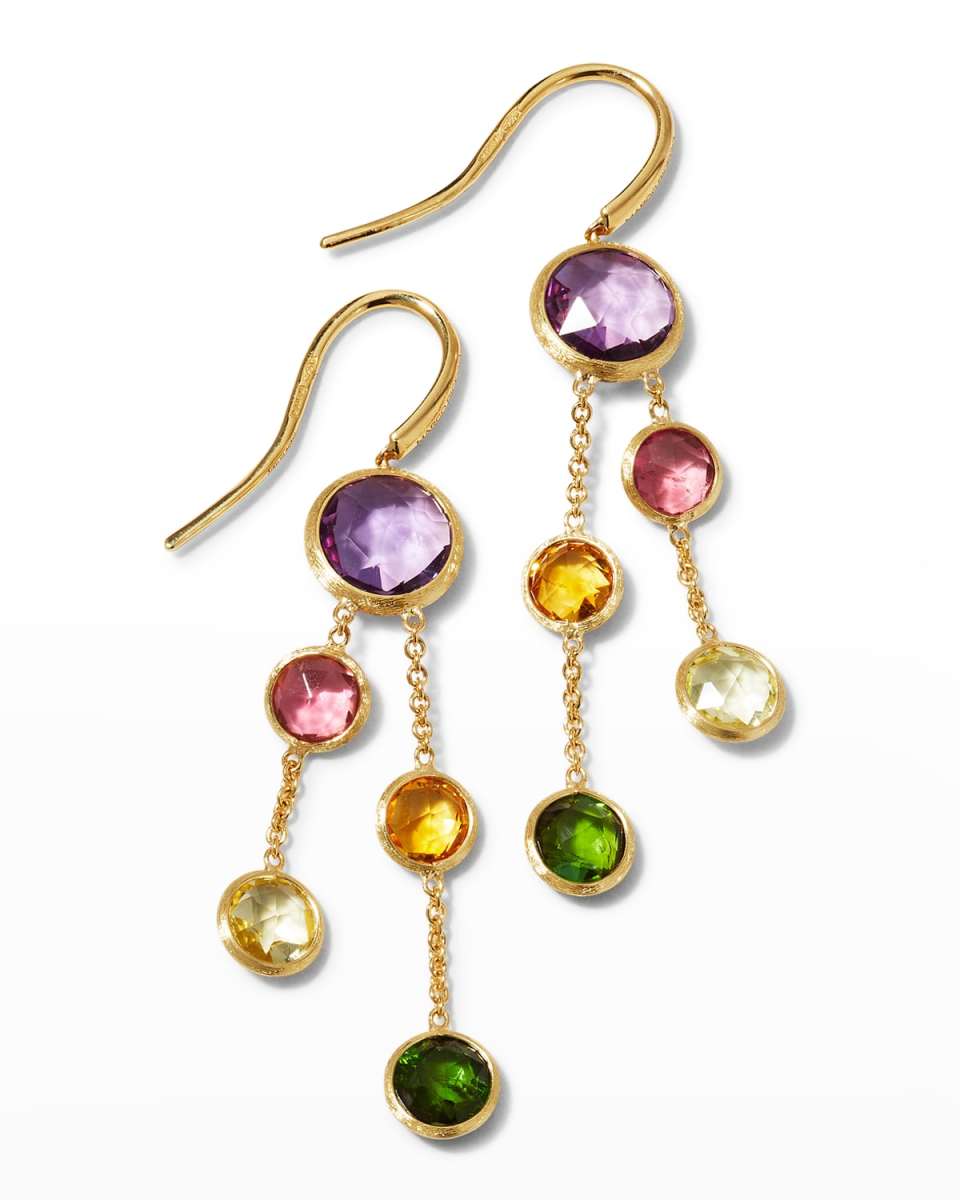 18K Yellow Gold Jaipur Blue Topaz Dangle Earrings