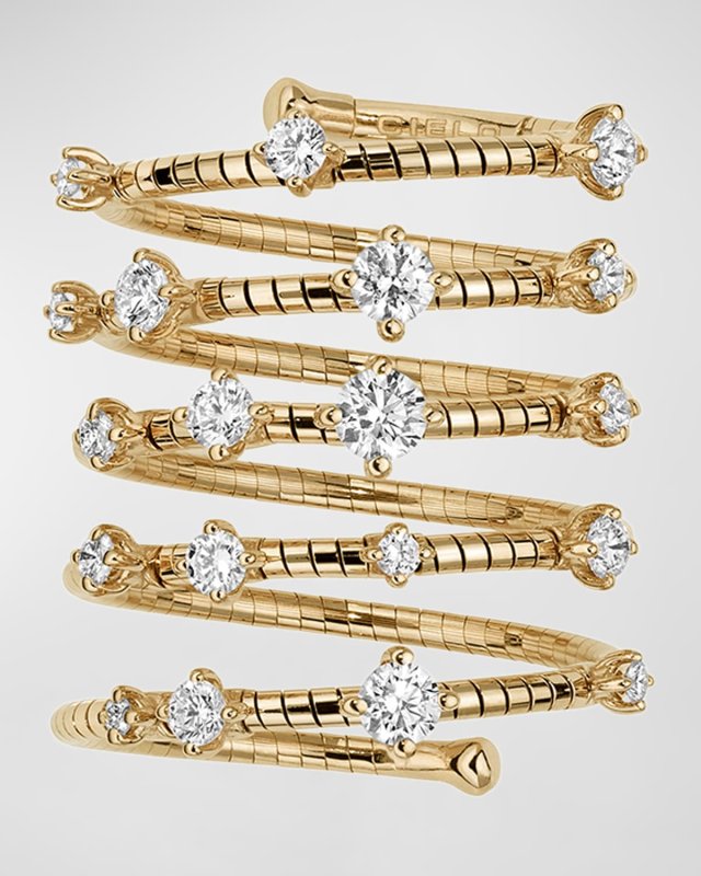 18k Yellow Gold Spiral Diamond Ring