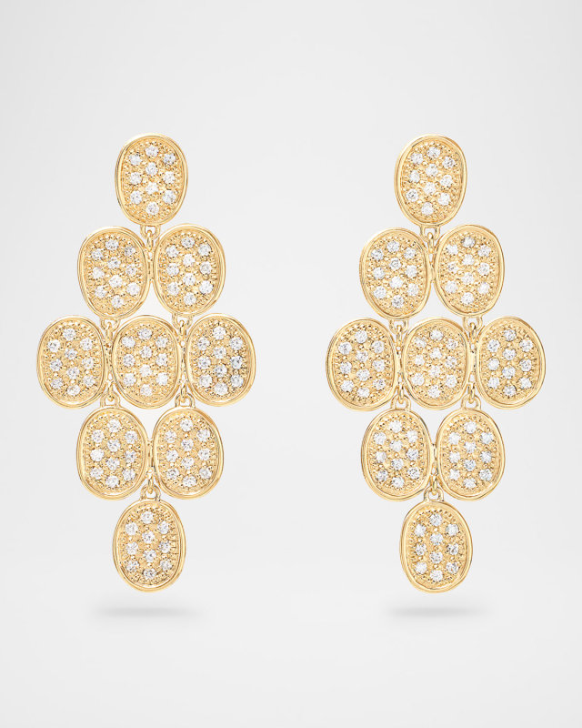 18K Yellow Gold Tiered Diamond Earrings