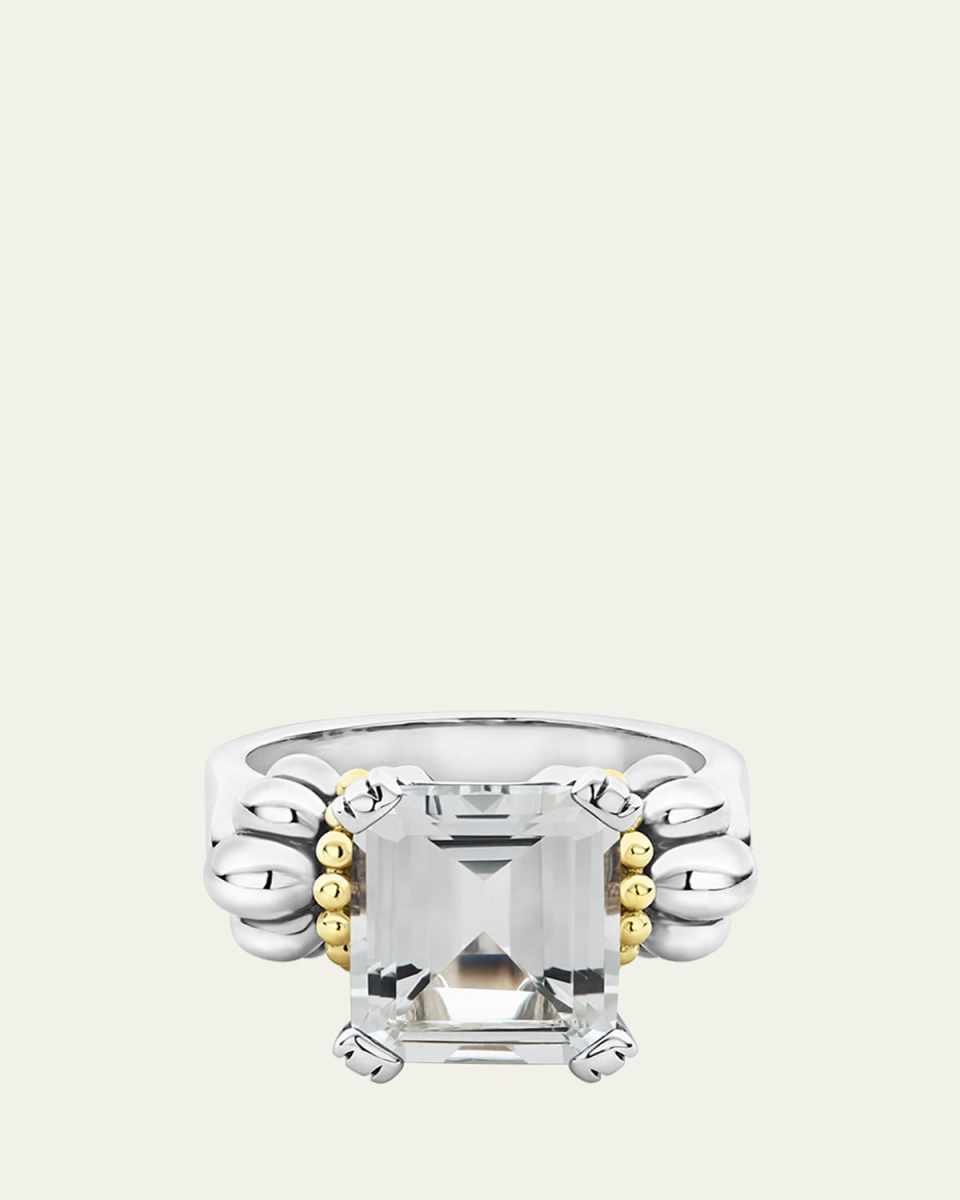 Glacier 12x10mm Gemstone Two-Tone Ring