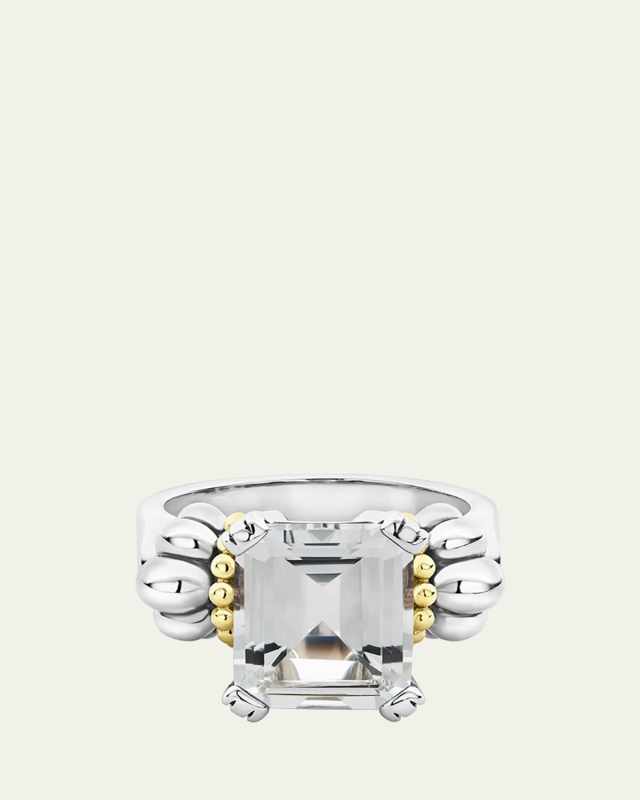 Glacier 12x10mm Gemstone Two-Tone Ring