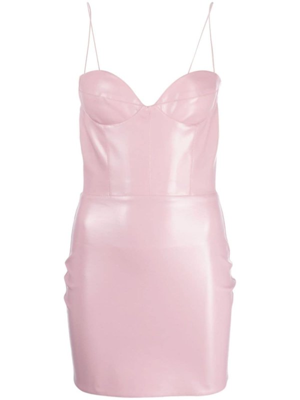 faux-leather corset-style minidress
