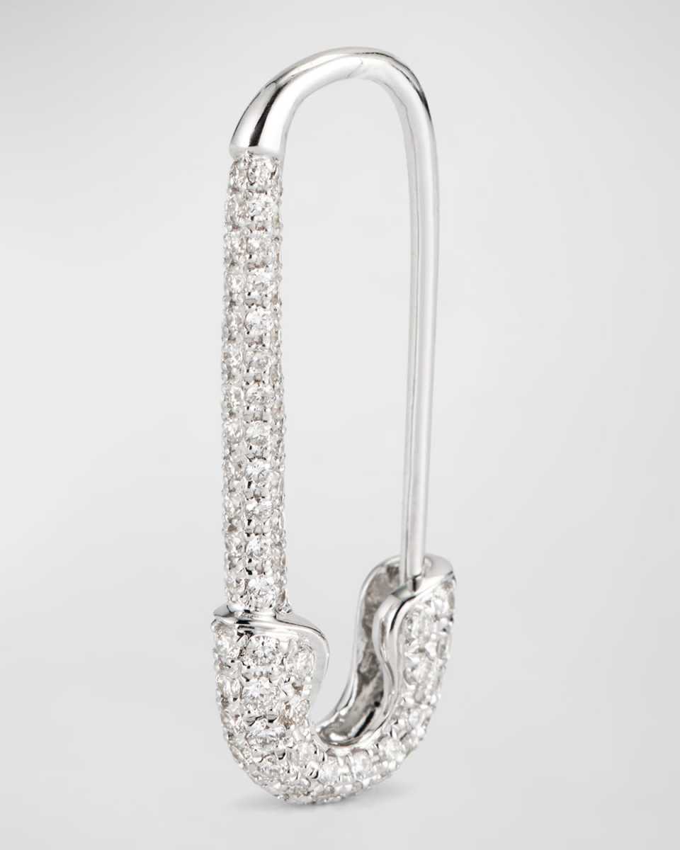 18k Diamond Safety Pin Earring, Single