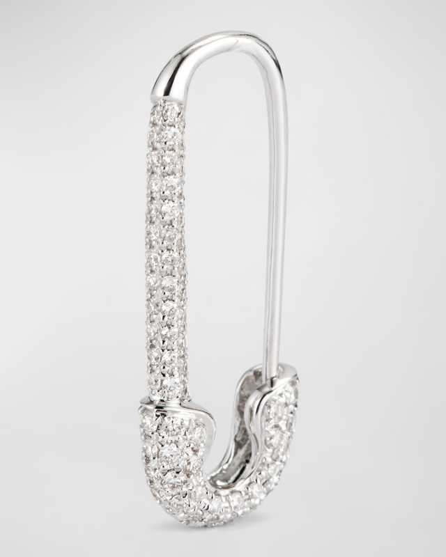 18k Diamond Safety Pin Earring, Single