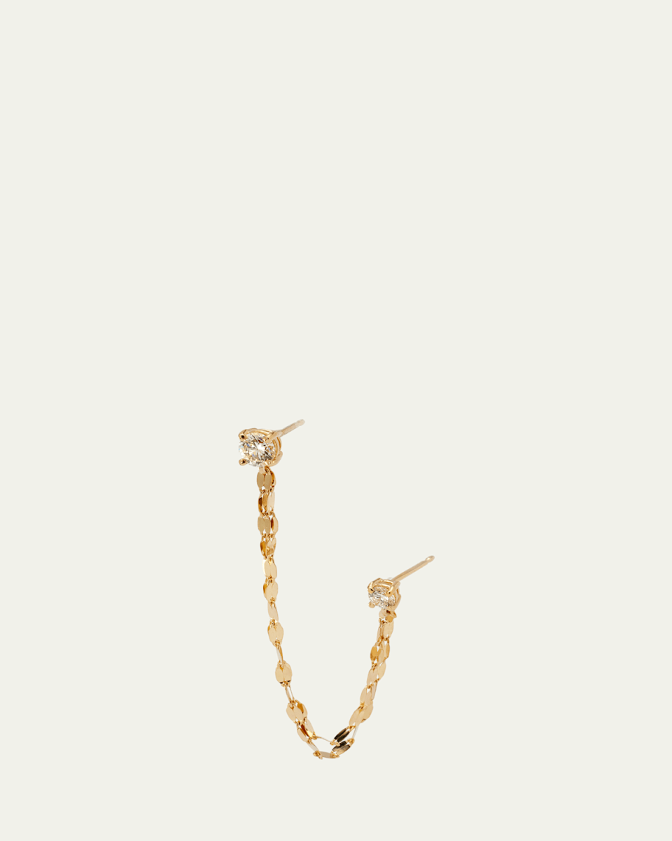 Blake Double Diamond Stud and Chain Earring, Single