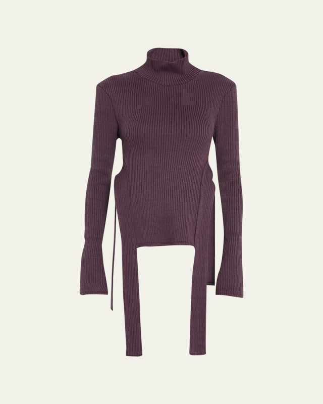 Cut Back Ribbed Turtleneck Top