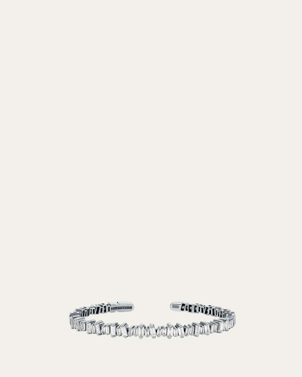 18K White Gold Bold Diamond Bangle Bracelet