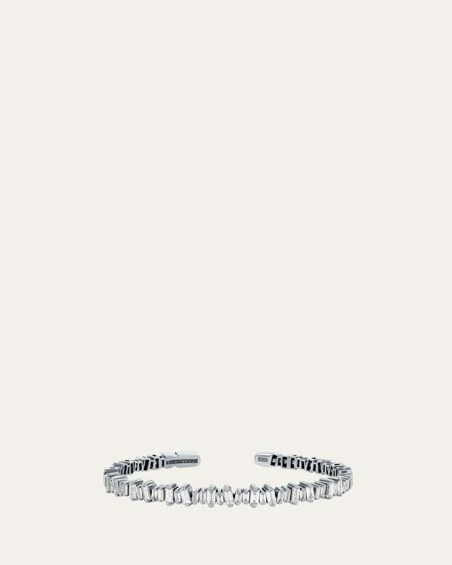 18K White Gold Bold Diamond Bangle Bracelet