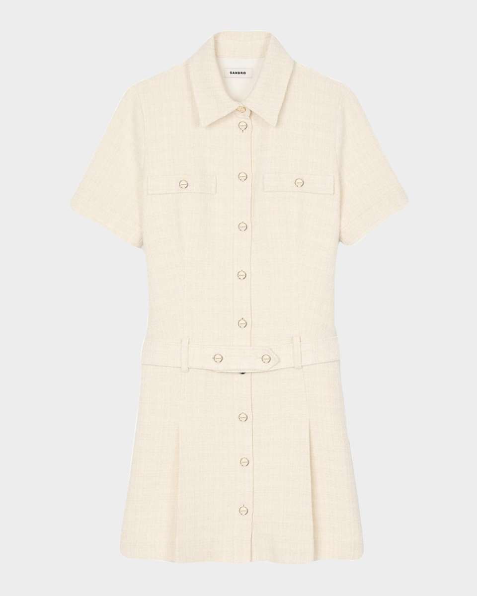 Demoiselle Belted Tweed Shirtdress