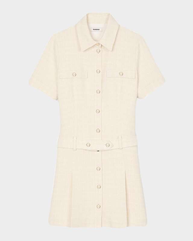 Demoiselle Belted Tweed Shirtdress