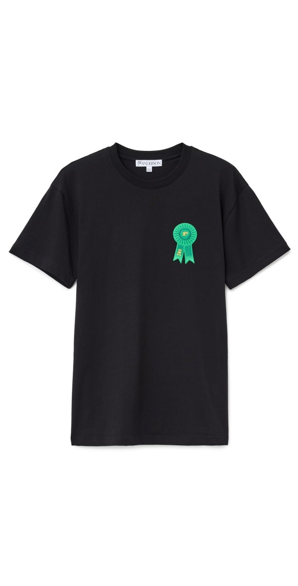 JW Anderson Unisex Rosette Patch Back Print Tee Black