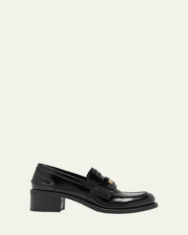 Leather Heeled Penny Loafers