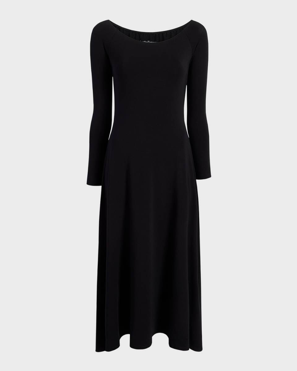 Off-The-Shoulder Long-Sleeve Leotard Midi Dress