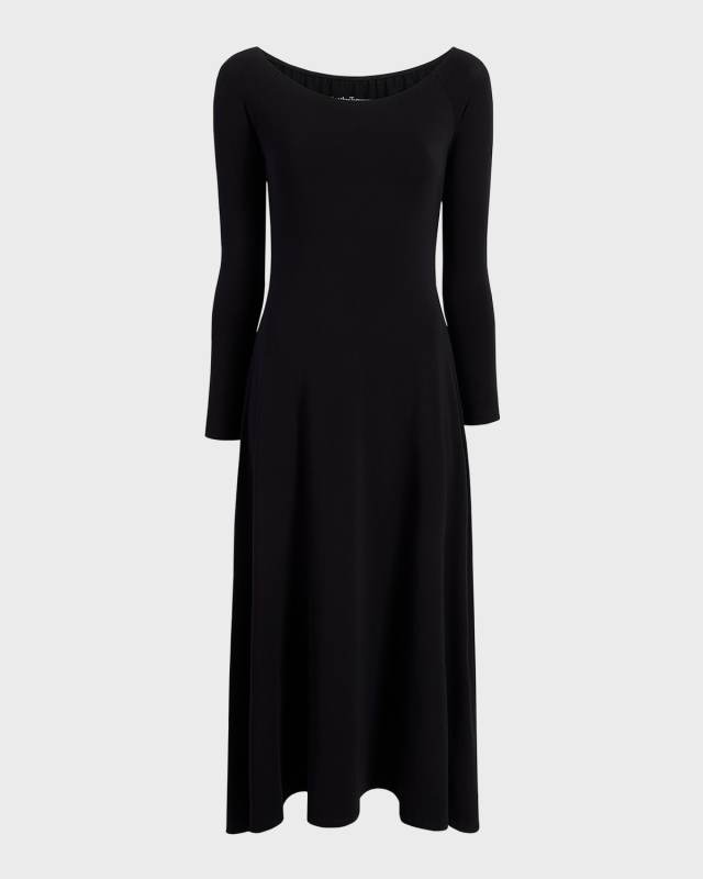 Off-The-Shoulder Long-Sleeve Leotard Midi Dress