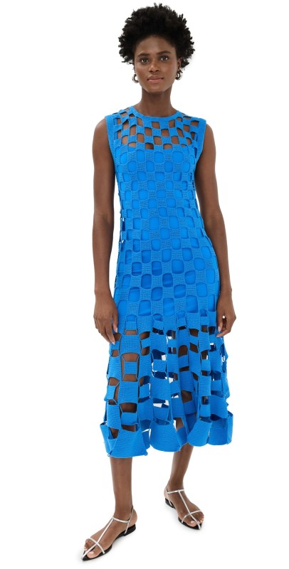 Monse Multi Square Crochet Dress Blue