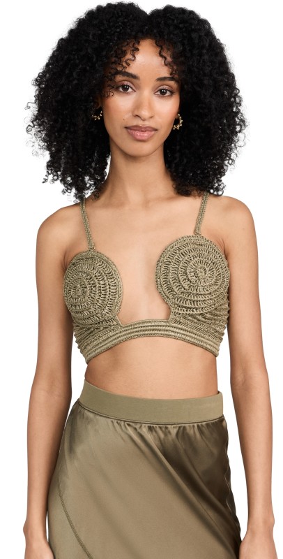 Cult Gaia Viviana Crochet Top Tea
