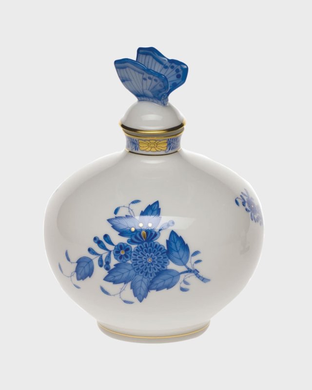 Chinese Bouquet Blue Perfume Bottle with Butterfly