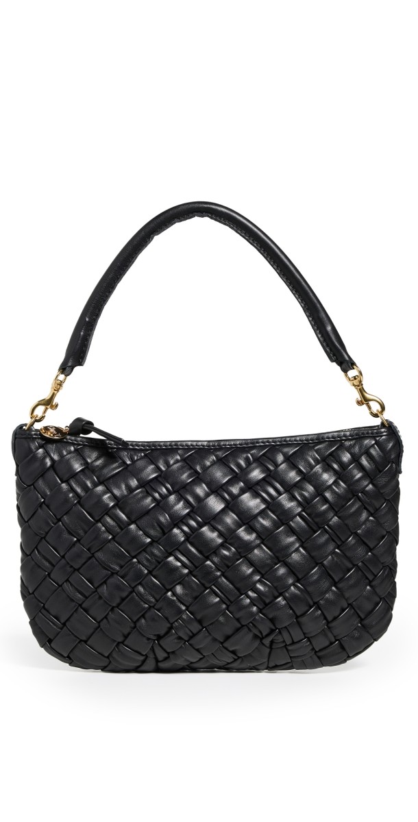 Clare V. Petit Moyen Messenger Bag Black Puffy Woven