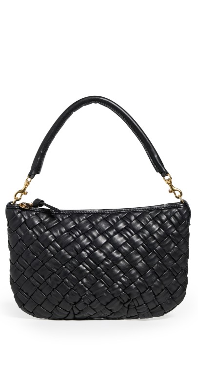Clare V. Petit Moyen Messenger Bag Black Puffy Woven