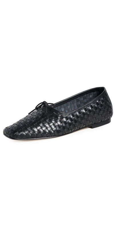 Freda Salvador Jada Flats Black Closed Woven Calf