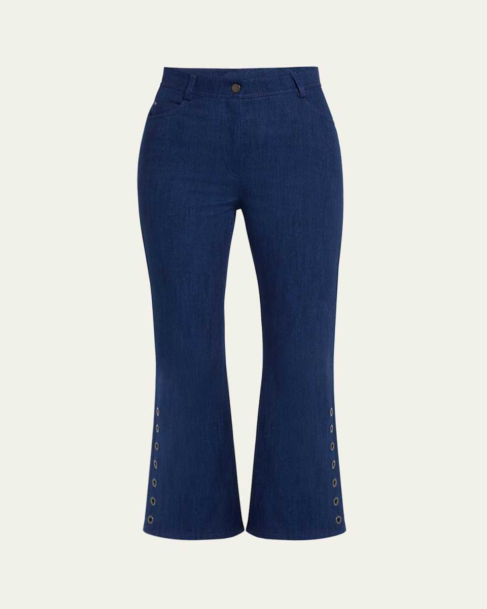 Cali Eyelet Flared Crop Denim Pants