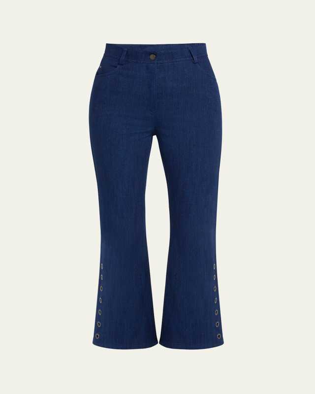 Cali Eyelet Flared Crop Denim Pants